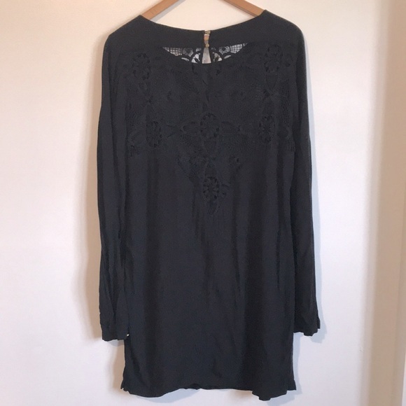 Twelfth street by Cynthia Vincent back lace crochet long sleeve shift dress L - Picture 4 of 11